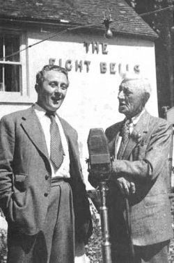 Jim and Bob singing for the BBC outside The Eight Bells at Jevington