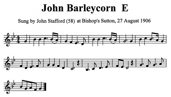 Staff notation of John Stafford's tune