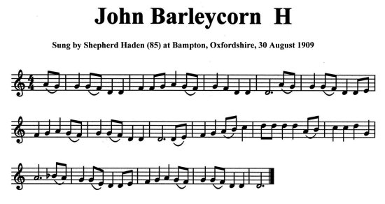 Staff notation of Shepherd Haden's tune