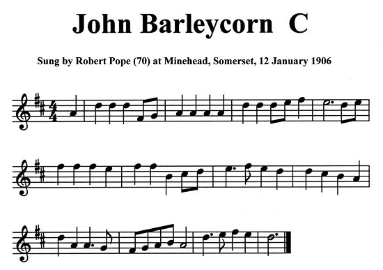 Staff notation of Robert Pope's tune