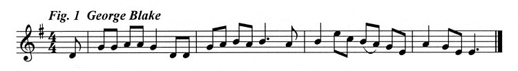 Staff notation of George Blake's tune.