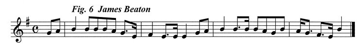Staff notation of James Beaton's tune.