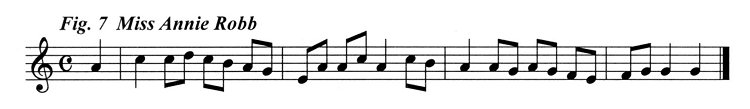 Staff notation of Mrs Annie Robb's tune.
