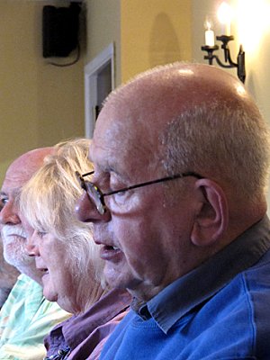 Paul Carter at Stroud Sing & Stroll 2010, with Janet Temple and Chris Bartram. Photo by Martin Graebe.