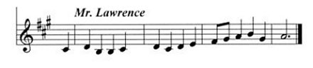 Staff notation of Mr E Lawrence's tune.