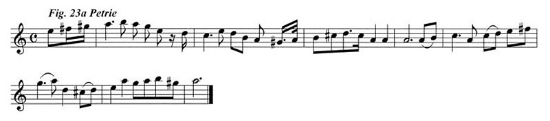 Staff notation of the Petrie tune.