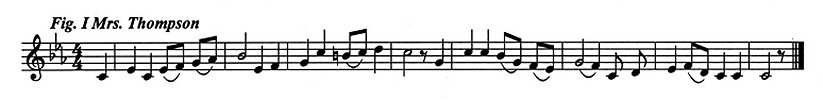 Staff notation of Mrs Thompson's tune.