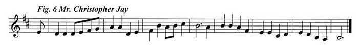Staff notation of Mr Jay's tune.