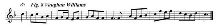 Staff notation of the Vaughan Williams tune.