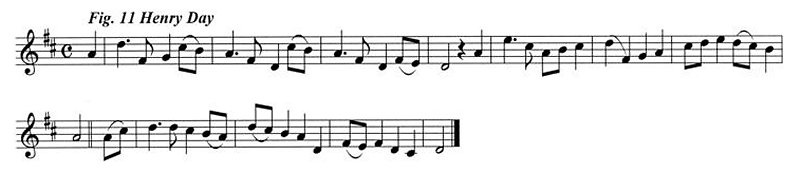 Staff notation of Henry Day's tune.
