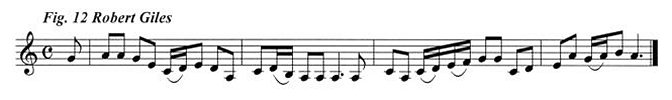Staff notation of Robert Giles's tune.