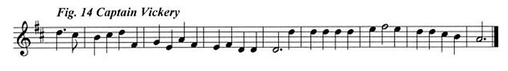 Staff notation of Captain Vickery's tune.