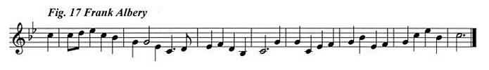 Staff notation of Frank Albery's tune.