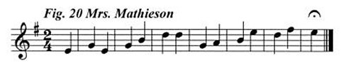 Staff notation of Mrs Mathieson's tune.
