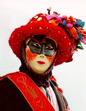 Gaetano Salvini in dancer's costume, and the wooden mask he carved for himself.