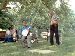 Ray and Erik Ilott at the Postlip Hall ECMW, July 1983. Photo by Chris and Gill Legge